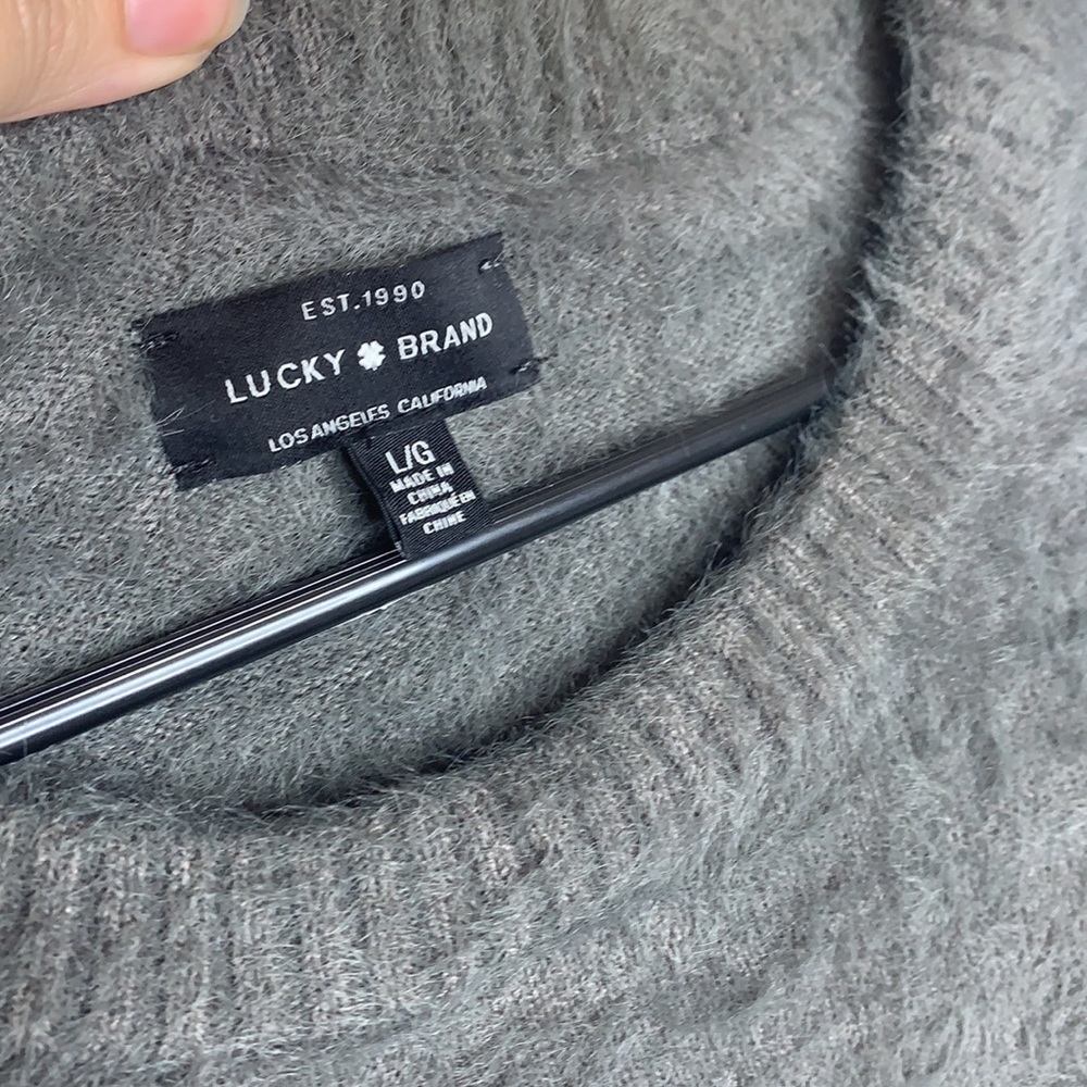 Fuzzy grey Lucky Brand sweater. Like new condition - Picture 3 of 3